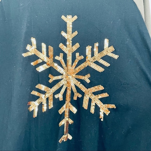 NWT Naggoo Gold Sequin Snowflake Top Animal Cheetah Print Details Large - Picture 2 of 8